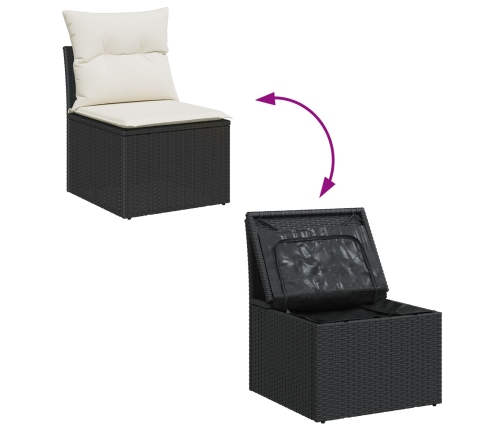 Conjunto de Comedor de Jardín de 5 Piezas con Cojines Negro Ratán Sintético