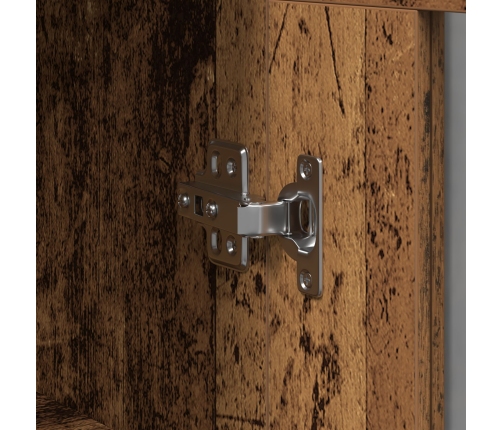 Gabinete Montado en la Pared de  con Puertas de Vidrio - Madera Vieja - 69.5x34x90 cm