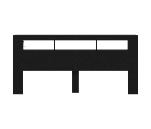 Cabecero de Almacenamiento  con Luces LED Madera Negra 220x18,5x103,5 cm