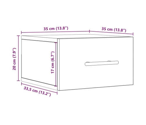 Mesitas de noche  2 pcs Montadas en la pared Madera vieja 35x35x20 cm