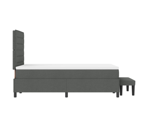 Cama con Somier con Colchón y Banco Gris Oscuro 120x200 cm Tela