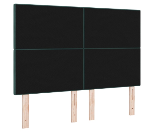 Cabecero  con botones acolchados en terciopelo verde oscuro de 140 cm
