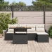 Set de Comedor de Jardín de 6 Piezas con Cojines Negras de Rattan de Poliéster
