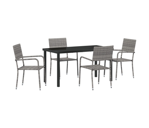 Conjunto de Comedor de Jardín  5 Piezas Gris Ratan Polímero