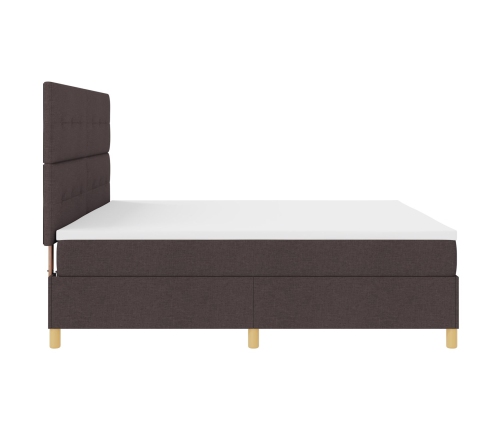 Cama con Box Spring  Marrón Oscuro 200x200 cm Tela