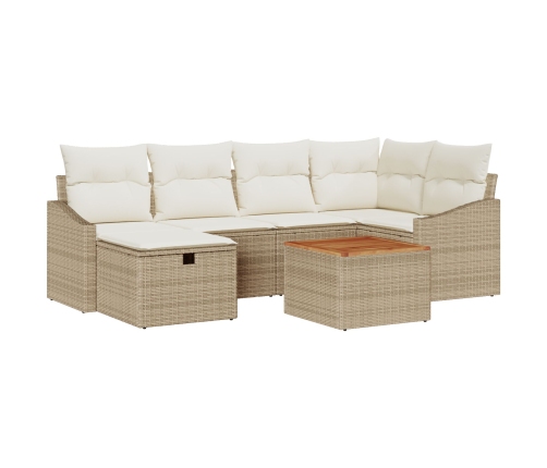 Conjunto de Sofás de Jardín de 7 Piezas con Cojines Beige