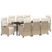 Conjunto de Comedor de Jardín de 9 Piezas Beige de Ratán Poliéster