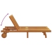 Chaiselongue doble  con ruedas y cojín de madera de acacia maciza