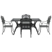 Set de 3 Negro Aluminio Fundido Mesa para 4 Personas Duradera