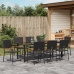 Conjunto de Comedor de Jardín de 9 Piezas  Negro Poliratán