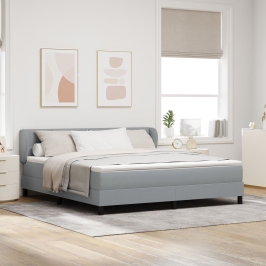 Cama con Muelles VidaXL con Colchón Gris Claro 180x200 cm Tela