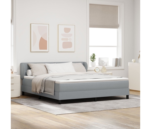 Cama con Muelles VidaXL con Colchón Gris Claro 180x200 cm Tela