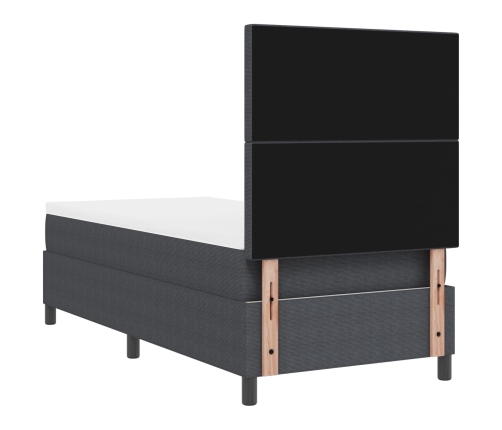 Cama con Base Tapizada  con Colchón Gris Oscuro 90x200 cm Tela de Corduroy