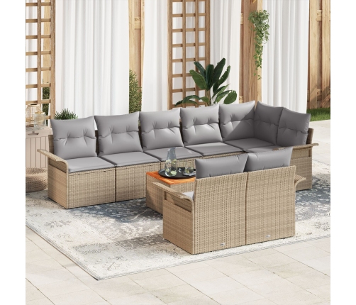 Juego de Sofá de Jardín  de 9 Piezas con Cojines Beige Ratán Acacia