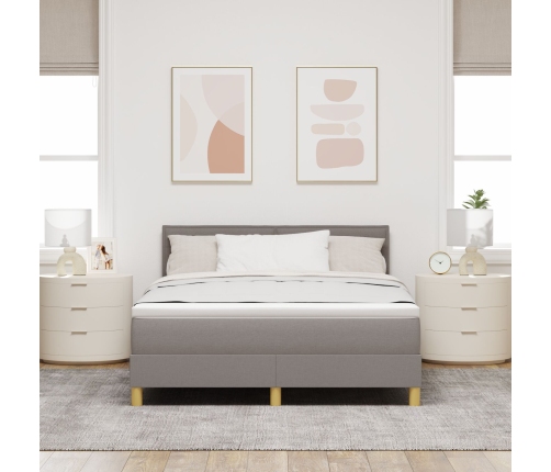 Cama Box Spring  con Colchón y LED Taupe 140x190 cm Tela