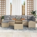 Conjunto de Comedor de Jardín de 8 Piezas con Cojines Beige Ratán Poliacacia