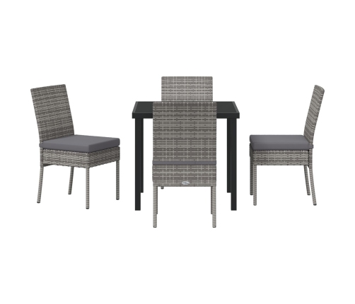 Conjunto de Comedor de Jardín  de 5 Piezas Gris Poliratán