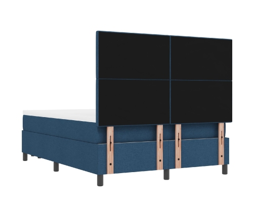 Cama con Somier  con Colchón & Banco Azul 140x190 cm Tela