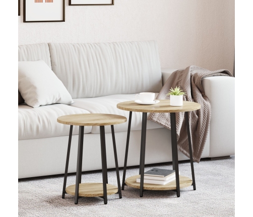 Mesa auxiliar  de 2 piezas en madera de roble sonoma y metal