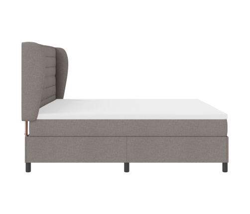 Cama con somier  y colchón taupe 200x200 cm en tela
