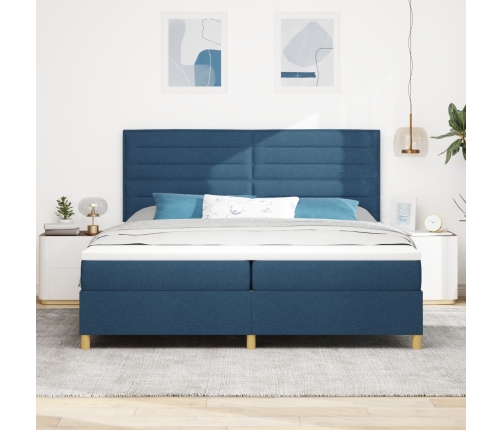 Cama con Somier  y Colchón & LED Azul 200x200 cm Tela