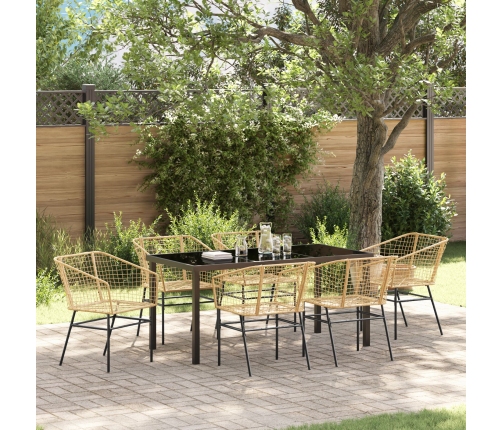 Set de Comedor de Jardín  de 7 Piezas Marrón Poliratán