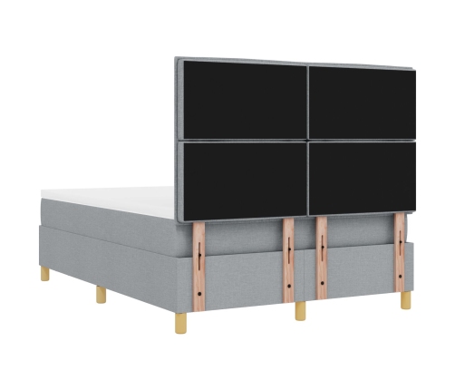 Cama con Canapé con Colchón y Banco Gris Claro 140x190 cm Tela