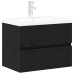 Gabinete de Lavabo  con Jofaina Integrada Roble Negro Madera Engineered, Gabinete de Lavabo  Roble Negro 60x38,5x45 cm Madera Engineered