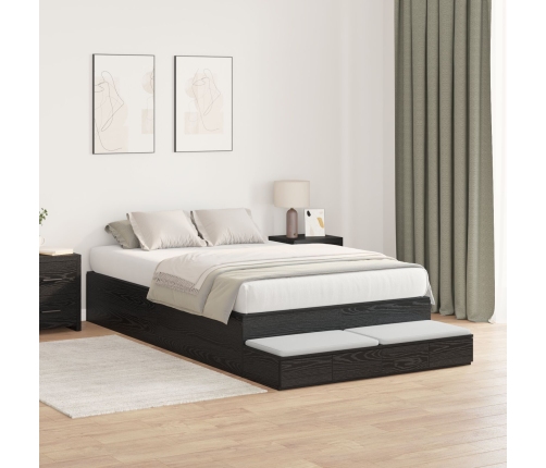 Estructura de Cama de Almacenamiento  Roble negro Madera Sólida