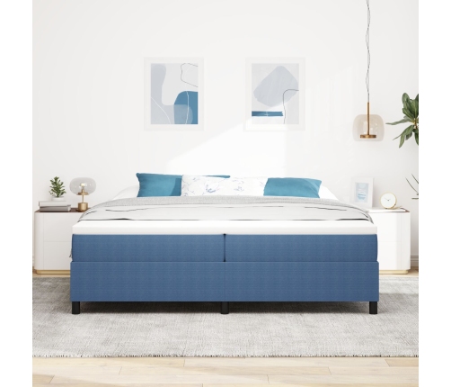 Cama con Somier de  Azul 200x200 cm Tela de Pana