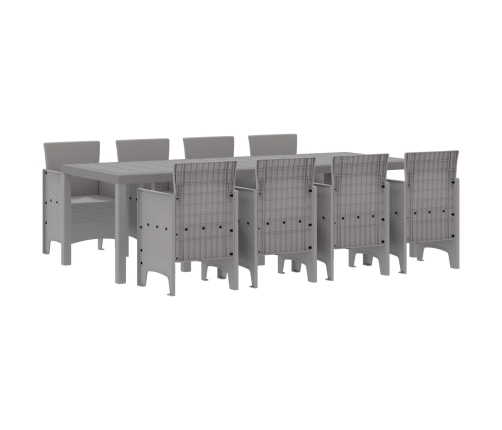 Conjunto de Comedor de Jardín de 9 Piezas de Poliratán Gris