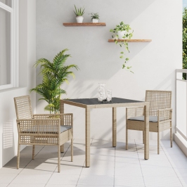 Juego de 2 Beige Poliratán 90 x 90 x 75 cm