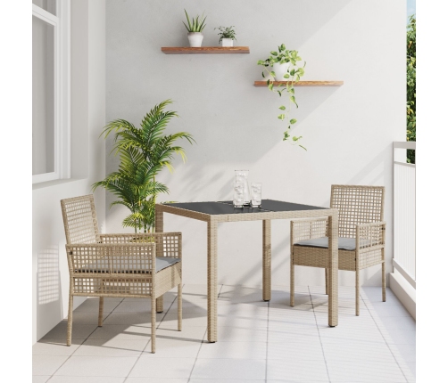 Juego de 2 Beige Poliratán 90 x 90 x 75 cm