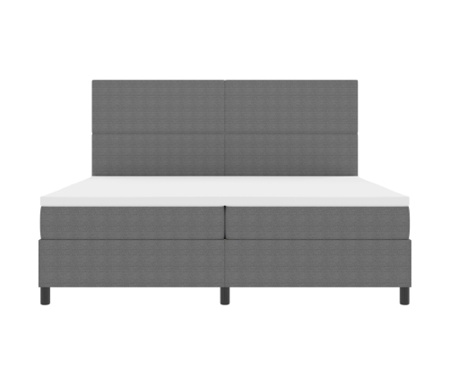 Cama con Somier  con Colchón y Luz LED Gris 200x200 cm Tela de Pana