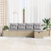 Conjunto de Sofá de Jardín  de 5 Piezas con Cojines Beige de Poliratán