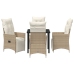 Set de Comedor de Jardín de 5 Piezas  con Cojines Beige Poliratán