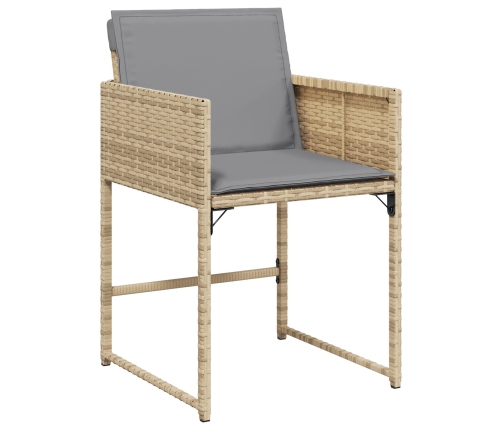 Juego de Comedor de Jardín de 5 Piezas con Cojines Beige Rattan Poliéster