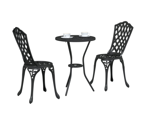 Set de Bistro de Jardín de 3 Piezas  en Negro de Aluminio Fundido