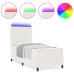 Cama con somier y colchón LED crema 90x200 cm tela de corduroy