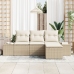 Juego de Sofás de Jardín de 4 Piezas con Cojines Beige Rattan Sintético