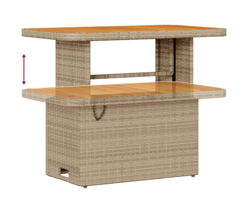 Conjunto de Jardín de Comedor de 3 Piezas con Cojines Beige de Poliratán y Acacia