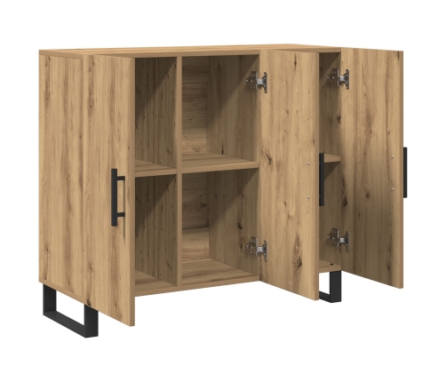 Sideboard  con 3 puertas de roble artesano 90x34x80 cm de madera elaborada