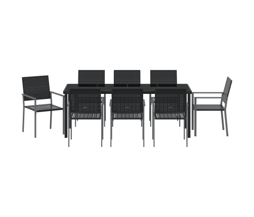 Set de 5 Negro Ratán PE, Acero Recubierto de Polvo