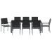Set de 5 Negro Ratán PE, Acero Recubierto de Polvo