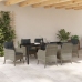 Juego de Comedor de Jardín de 7 Piezas con Cojines Gris Claro Ratan Polímero
