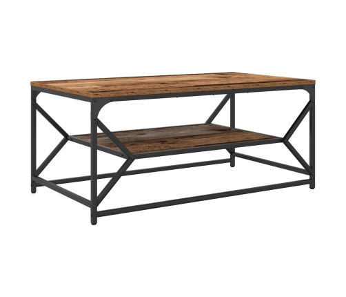 Mesa de café con estante de madera envejecida 90x50x40 cm, hecha de madera