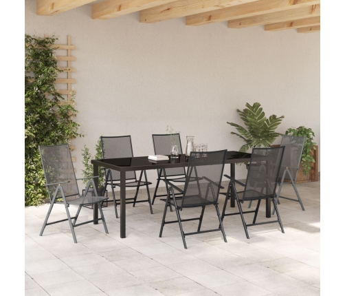 Conjunto de Comedor de Jardín  de 7 Piezas en Acero Antracita