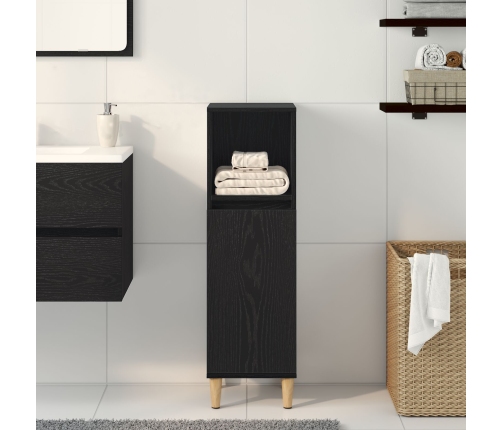 Armario de baño  Negro Roble 30x30x100 cm Madera elaborada