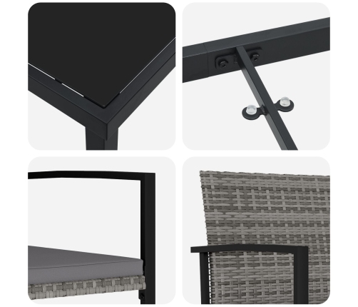 Conjunto de Comedor de Jardín de 7 Piezas Gris Poliratán