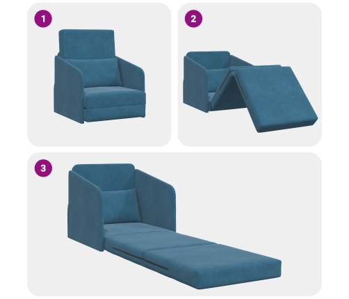 Sofá Cama de Piso  2-en-1 Azul 65x80x83 cm Terciopelo